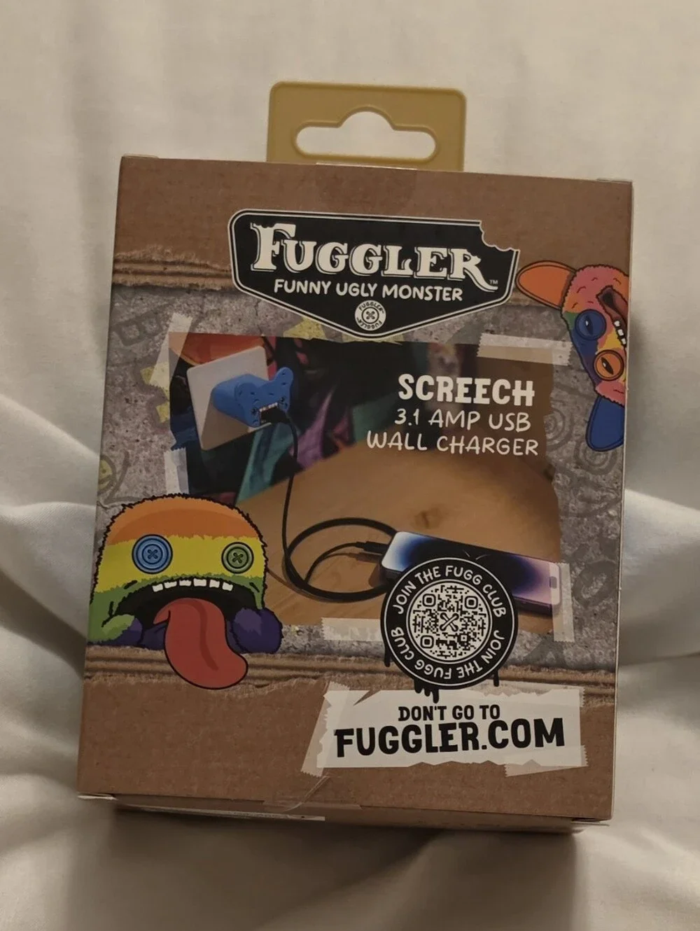 Fuggler USB Wall Charger Screech Funny Ugly Monster USB-C 3.1 Amp Block New